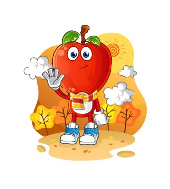 Sonbaharda elma kafalı çizgi film. çizgi film maskotu vektörü