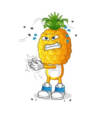 Ananas kafalı çizgi film karakteri. çizgi film vektörü