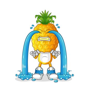 Ananas kafalı karikatür ağlayan illüstrasyon. karakter vektörü