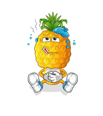 Ananas kafalı hasta vektör. çizgi film karakteri