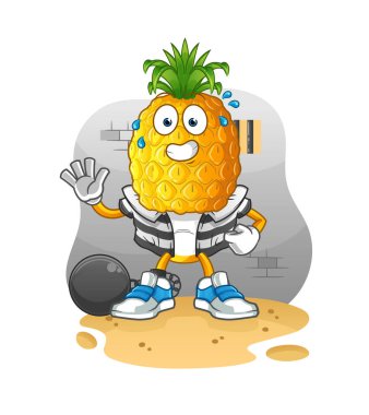 Ananas kafalı karikatür suçlusu hapiste. çizgi film karakteri