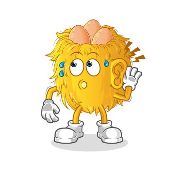 Kuş yuvası dinleme vektörü. çizgi film karakteri