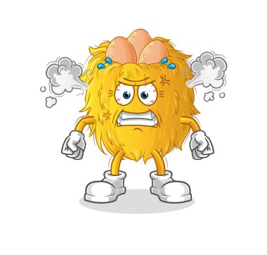 Kuş yuvası çok kızgın bir maskot. çizgi film vektörü