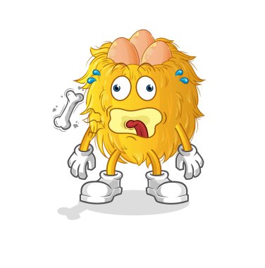 Kuş yuvası geğirme maskotu. çizgi film vektörü