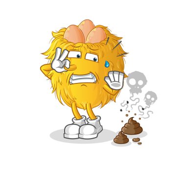 Pis kokulu resimli kuş yuvası. karakter vektörü