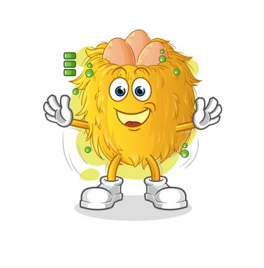 Kuş yuvası batarya karakteri. çizgi film maskotu vektörü