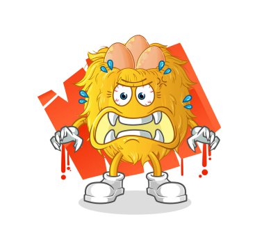 Kuş yuvası canavar vektörü. çizgi film karakteri