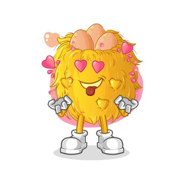 Kuş yuvası aşk vektörü. çizgi film karakteri