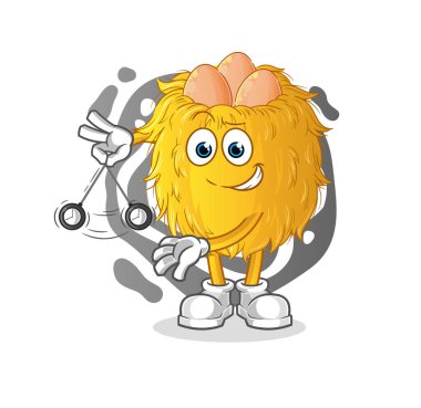 Kuş yuvası hipnotize edici çizgi film. çizgi film maskotu vektörü