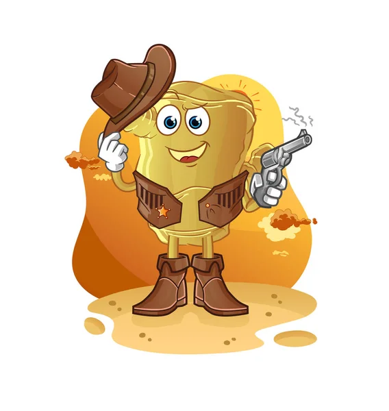 Vaquero Jengibre Con Vector Carácter Pistola — Vector de stock