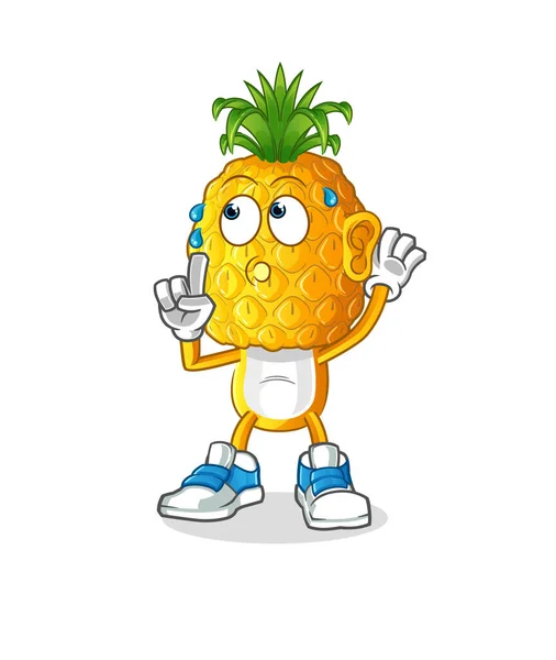 Pineapple Head Cartoon Eavesdropping Vector Cartoon Character — Stock Vector