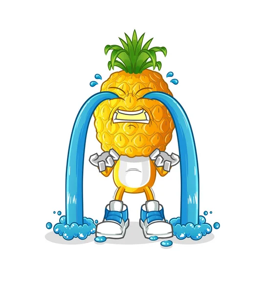 Ananas kafalı karikatür ağlayan illüstrasyon. karakter vektörü