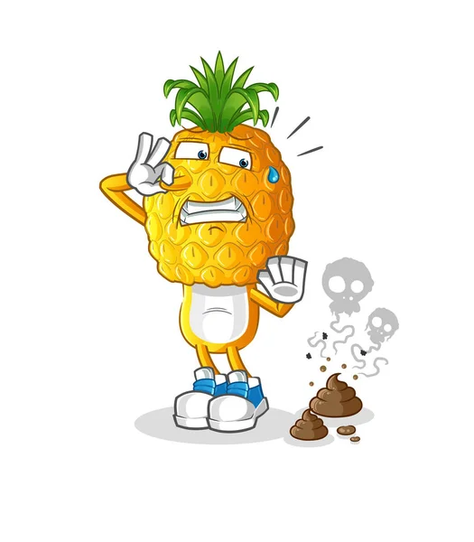 Ananas Kop Cartoon Met Stinkende Afval Illustratie Karaktervector — Stockvector
