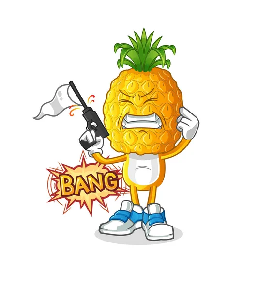 Ananas kafalı çizgi film uyarı maskotu. çizgi film vektörü