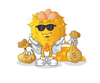 Kuş yuvası zengini. çizgi film maskotu vektörü