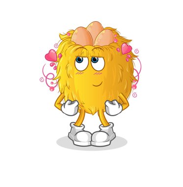 Kuş yuvası utangaç vektörü. çizgi film karakteri