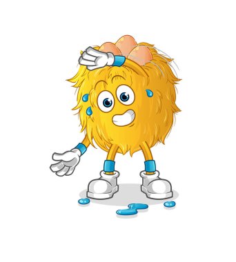 Kuş yuvası germe karakteri. çizgi film maskotu vektörü