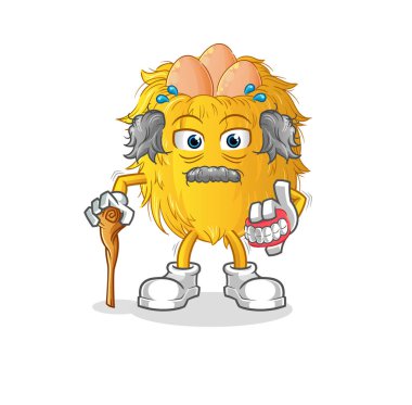 Kuş yuvası beyaz saçlı yaşlı adam. karakter vektörü