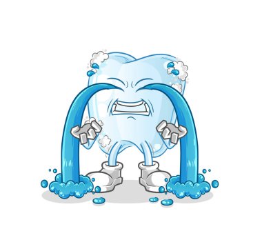 Ağlayan köpüklü diş illüstrasyonu. karakter vektörü