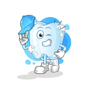 Köpüklü diş, genç erkek karakter çizgi filmi.