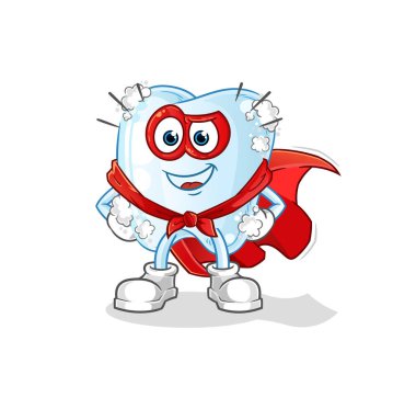 Köpüklü diş kahraman vektörü. çizgi film karakteri