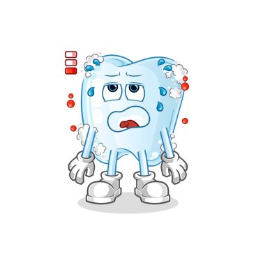Köpüklü diş ve düşük batarya maskotu. çizgi film vektörü