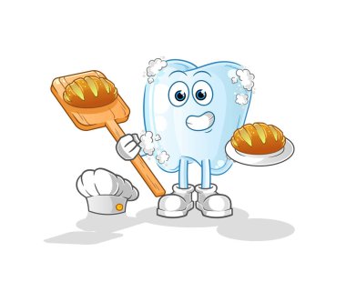 Köpük fırınlı diş ve ekmek. çizgi film maskotu vektörü