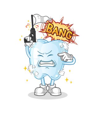 Köpük uyarı ateşi maskotlu diş. çizgi film vektörü