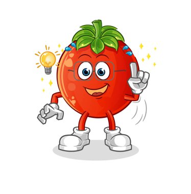 Domatesin bir fikir karikatürü var. maskot vektörü