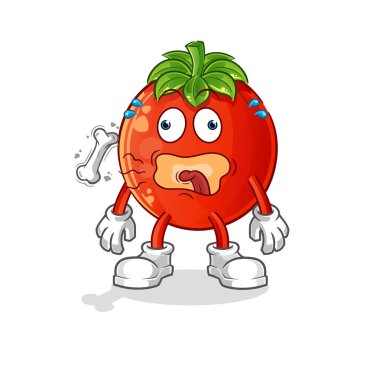 Domates geğirme maskotu. çizgi film vektörü