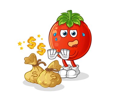 Domates para illüstrasyonunu reddediyor. karakter vektörü