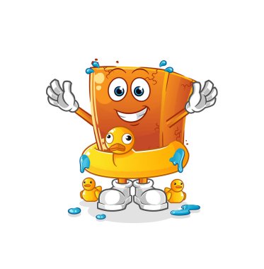 Ördek şamandıralı tuğla. çizgi film maskotu vektörü