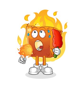 Brick sıcak biber maskotu yer. çizgi film vektörü