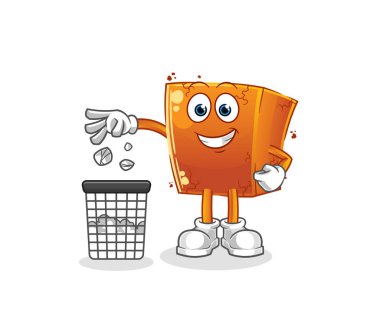 Tuğla fırlatma maskotu. çizgi film vektörü