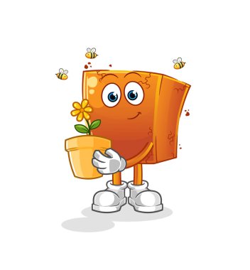 Tuğla ve saksı. karakter vektörü