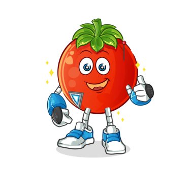 Domates robot karakteri. çizgi film maskotu vektörü