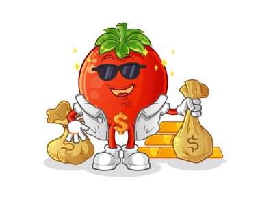 Domates zengini karakter. çizgi film maskotu vektörü