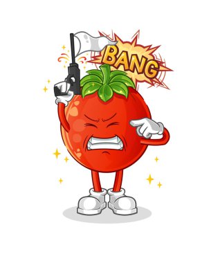 Domates uyarı atışı maskotu. çizgi film vektörü