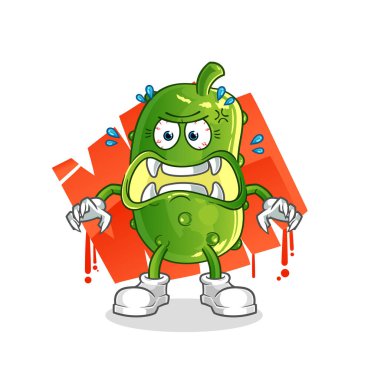 Salatalık canavar vektörü. çizgi film karakteri