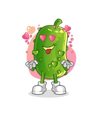 Salatalık düşme aşk vektörü. çizgi film karakteri