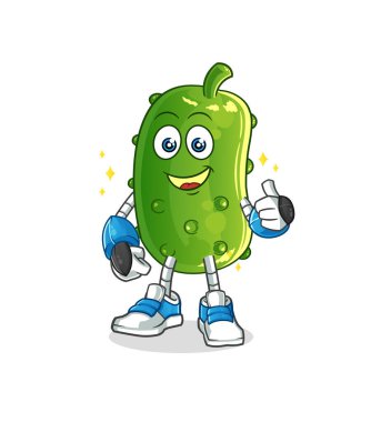 Salatalık robot karakter. çizgi film maskotu vektörü