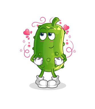 Salatalık utangaç vektör. çizgi film karakteri