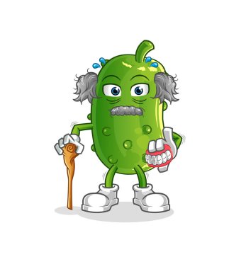 Salatalık, beyaz saçlı yaşlı adam. karakter vektörü