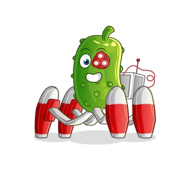 Salatalık gelecekteki robot vektörü. çizgi film karakteri