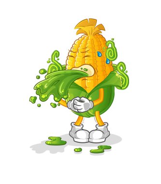 Mısır kusmuğu karikatürü. çizgi film maskotu vektörü