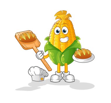 Ekmekli mısır fırını. çizgi film maskotu vektörü
