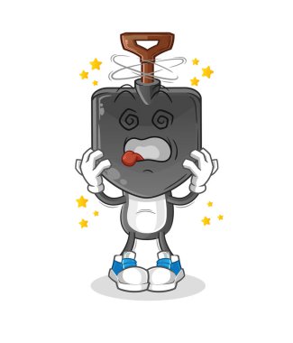 Kürek kafalı çizgi film baş döndürücü maskotu. çizgi film vektörü