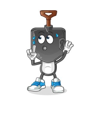 Kürek kafalı çizgi film karakteri dinleme vektörü. çizgi film karakteri