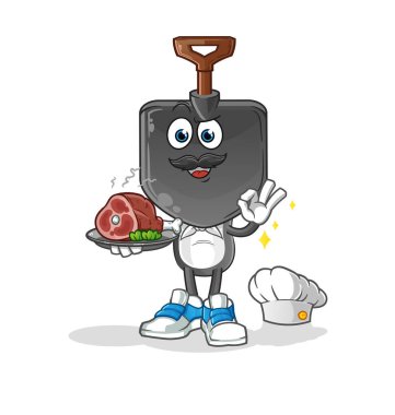 Et maskotu olan kürek kafalı çizgi film şefi. çizgi film vektörü