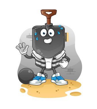 Kürek kafalı karikatür suçlusu hapiste. çizgi film karakteri